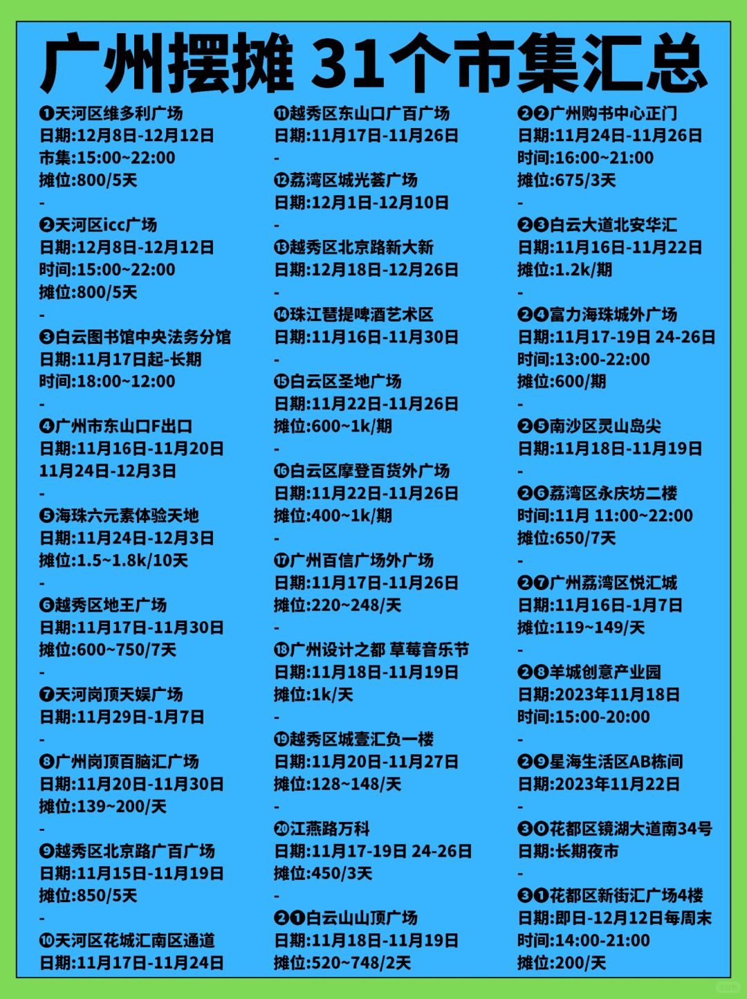 摆摊不再迷茫！广州31个市集汇总🔥