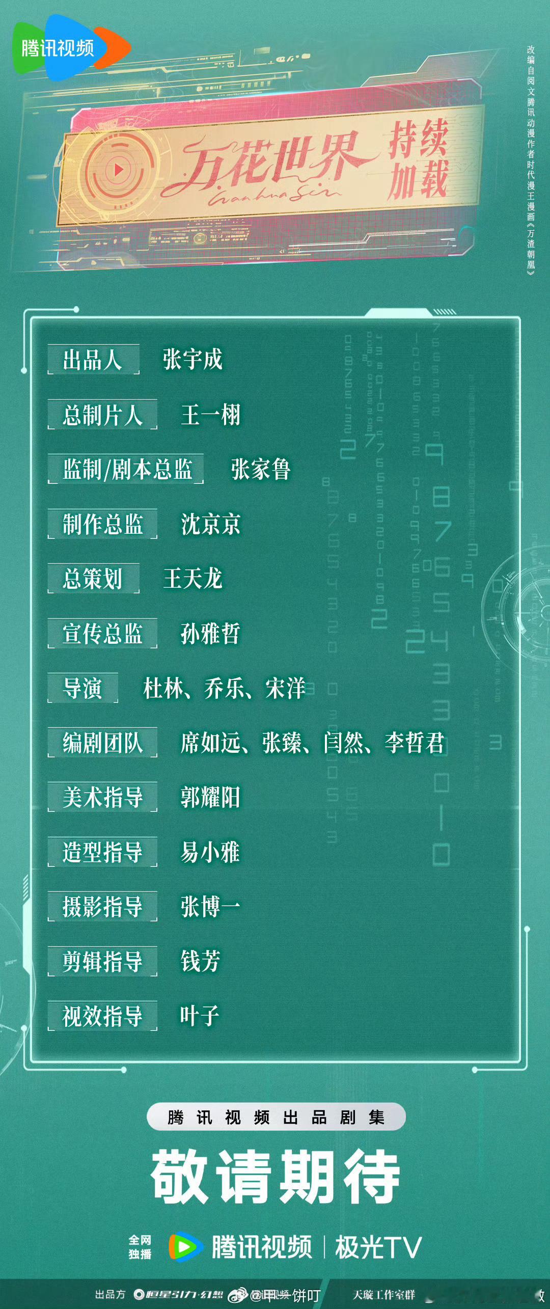 万花世界开机万花世界 电视剧《万花世界》官宣导演：杜林、乔乐、宋洋领衔主演：鞠婧