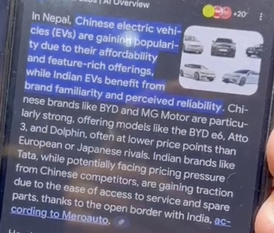 我看了尼泊尔🇳🇵探店小伙伴跟珠宝店老板的访谈，很意外当地人对新能源车，尤其中
