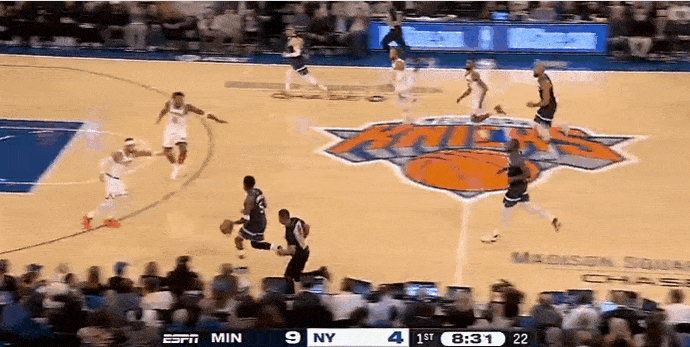 回来依旧是王者！爱德华兹确实强！
在今天NBA常规赛森林狼与尼克斯的第一节比赛中