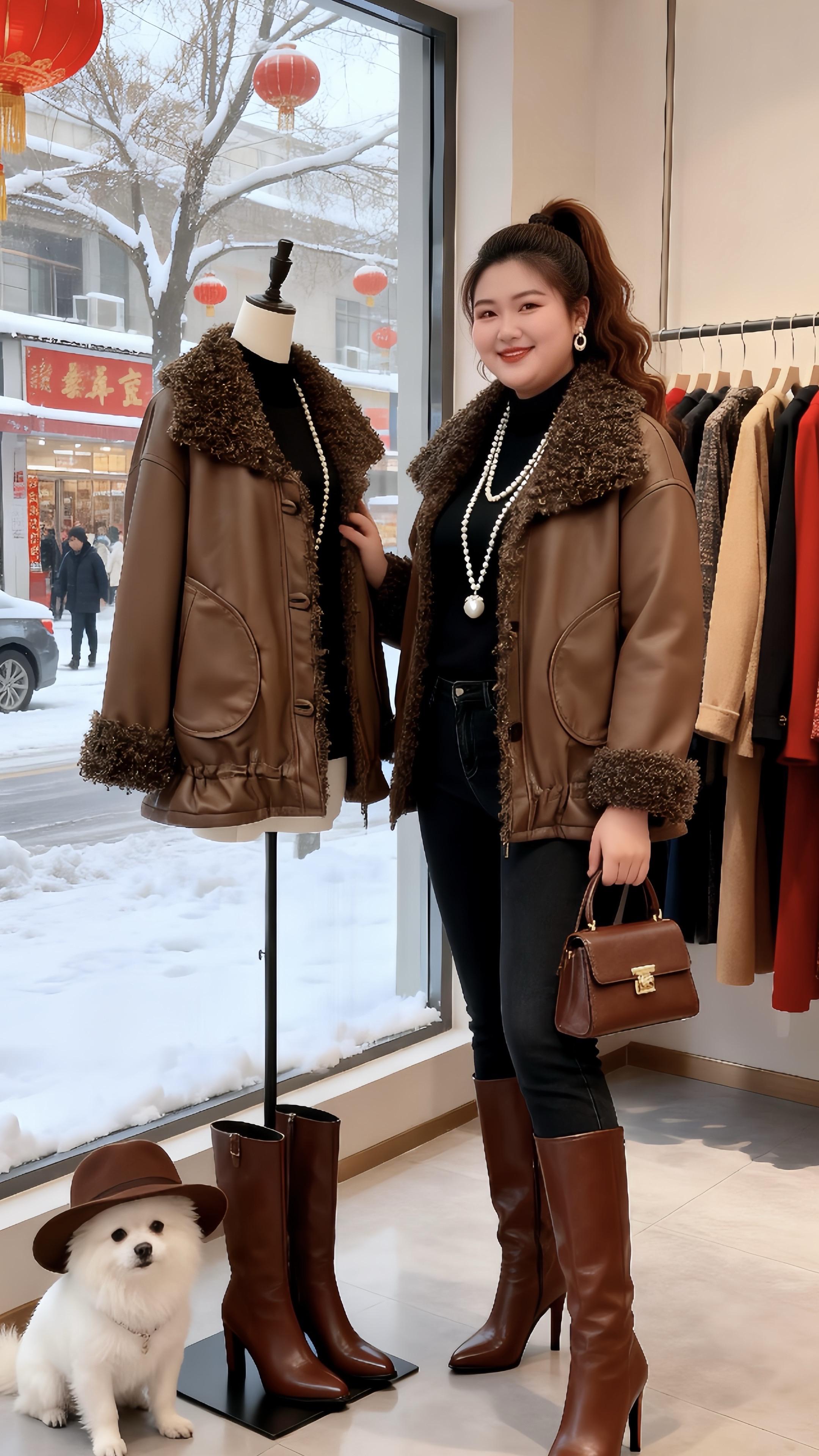 大码女装保暖外套 时尚感穿搭 胖妹妹的冬季有效穿搭冬日穿搭一周不重样