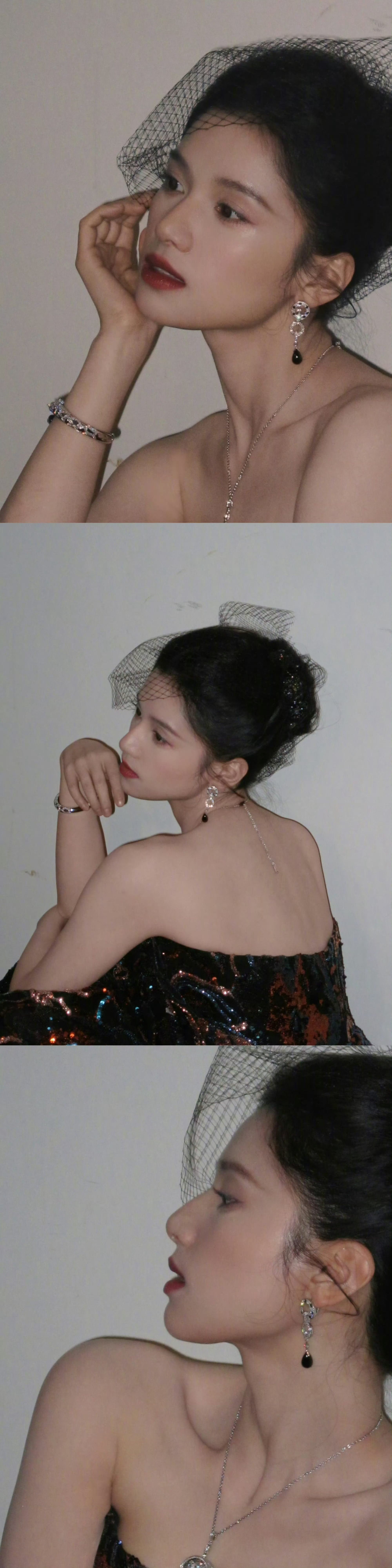 从精致盘发到慵懒散发，张婧仪完美诠释什么叫有颜任性！拆下一堆发卡随手拨弄两下，瞬