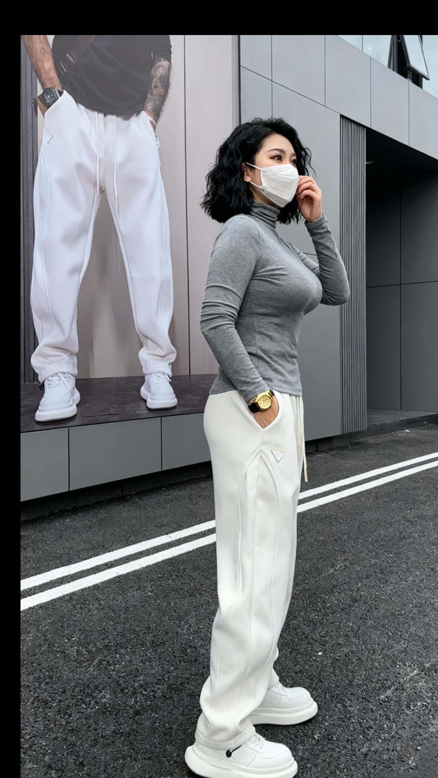 秋冬加绒男士休闲裤立体裁剪宽松加厚潮流百搭松紧卫裤修身直筒裤