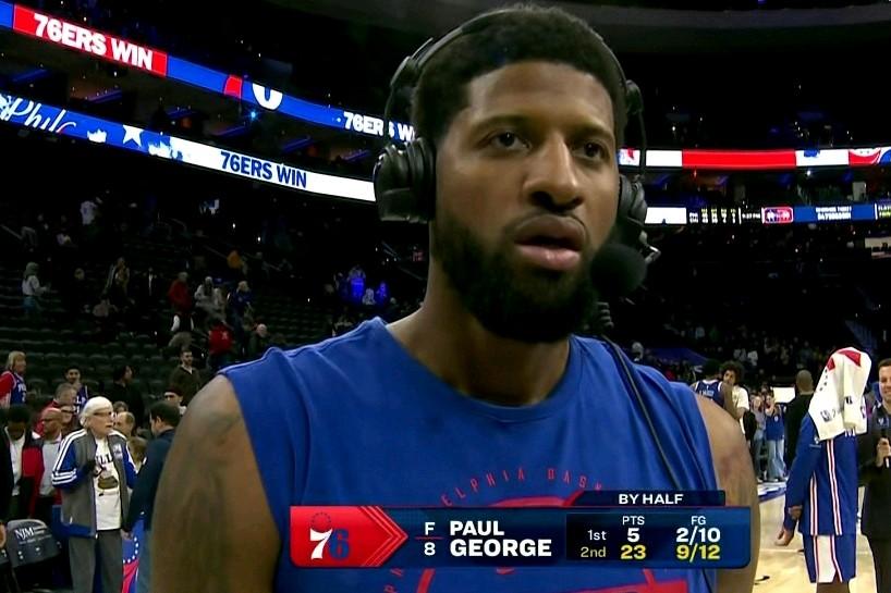 保罗乔治王者归来：赛后采访简简单单几句话，说明他真的太想打球了：“禁赛25场以来