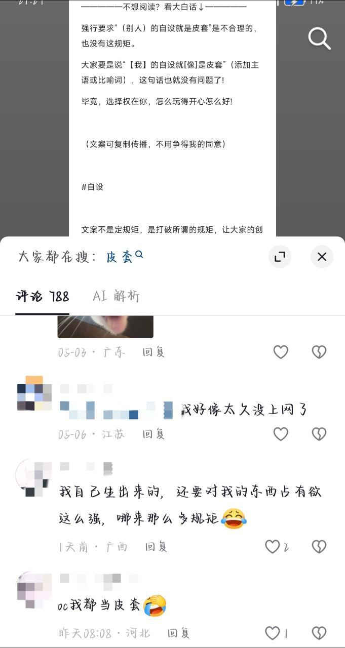 看音符有人和新手科普自设不等同于皮套，但plq好像有点诡异…首先博主没有规定别人