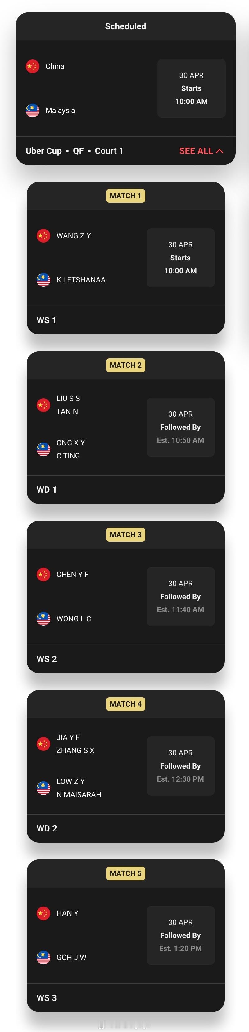 2026年汤尤杯中国羽毛球队 尤伯杯1/4决赛🇨🇳vs🇲🇾王祉怡vs蕾莎