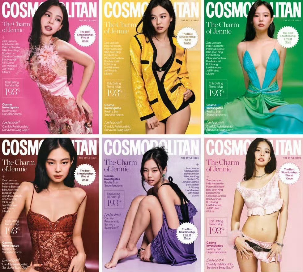 Jennie母版Cosmopolitan封面 Jennie单人六封坐镇美国五大母