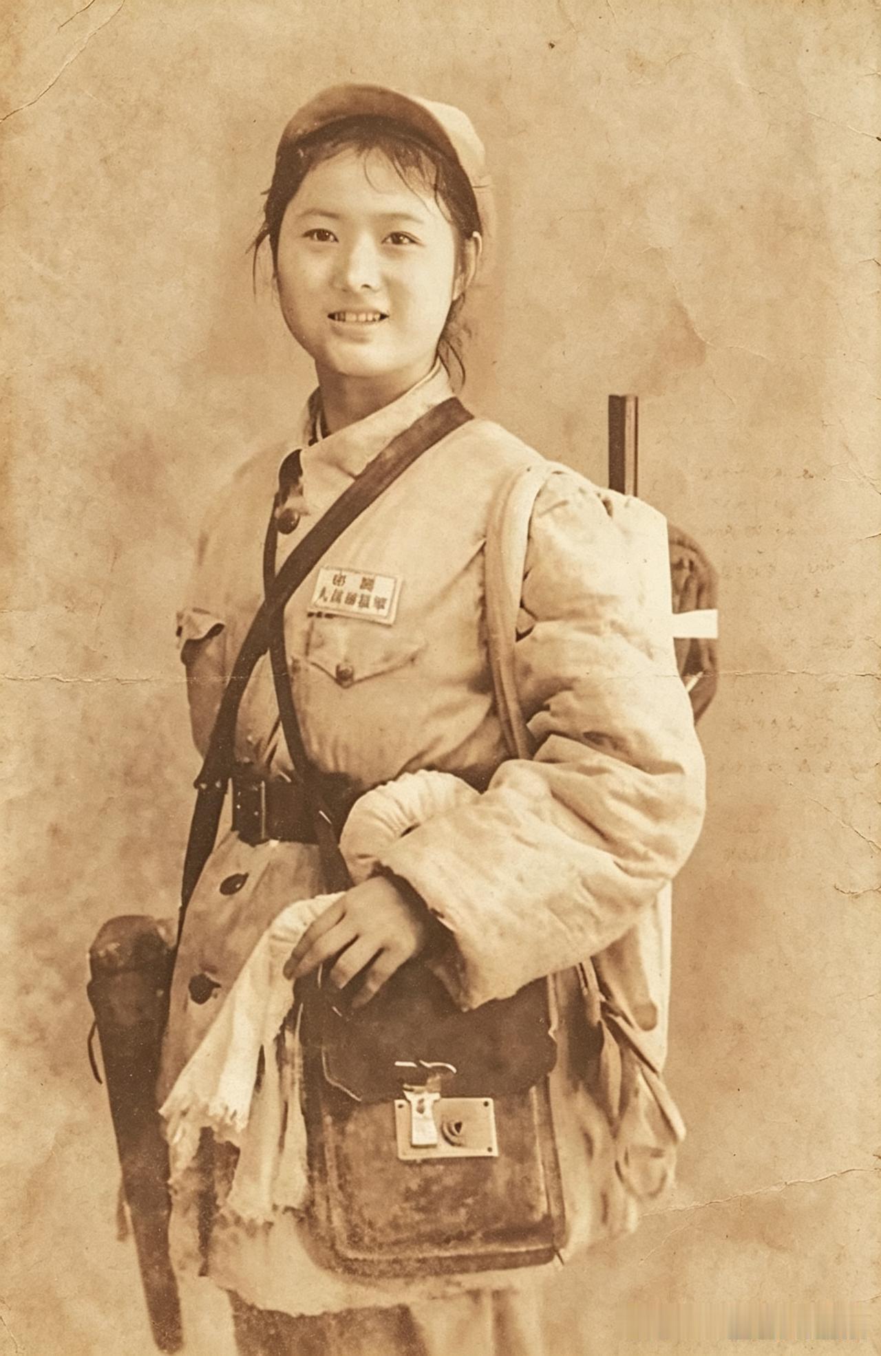 1950年春，四川乐山，一位年轻女兵留下了进军西藏前的临别留影。和她一样的，还有