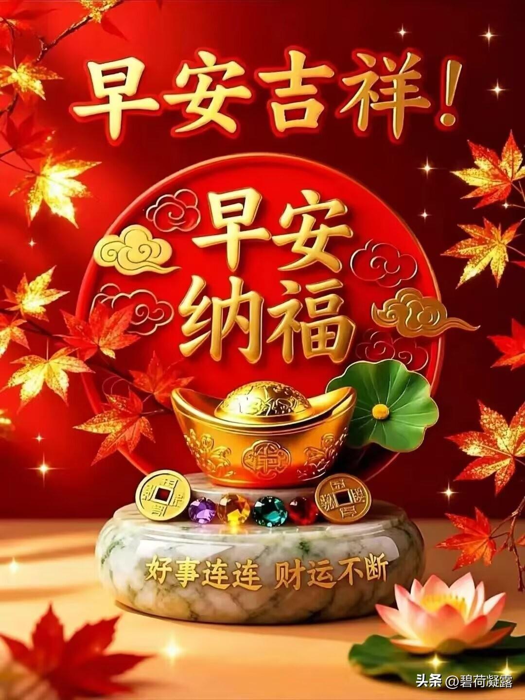 美好清晨，充满阳光，一声问候，万事呈祥，平安幸福，快乐启航，祝您健康，如意吉祥，