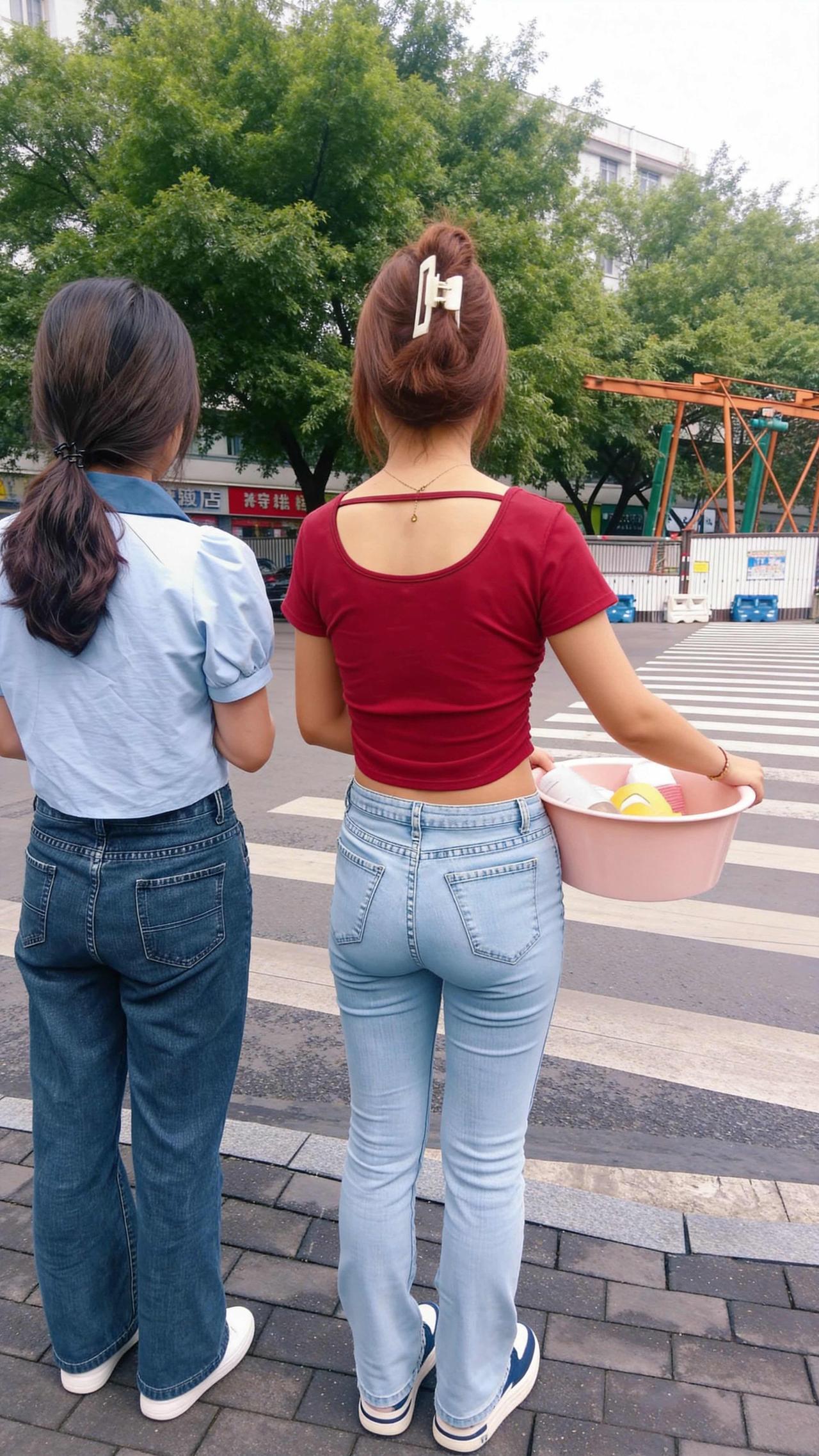 组图｜斑马线前的留白
站在斑马线前的瞬间，时间好像慢了下来。
两个女孩并肩而立，