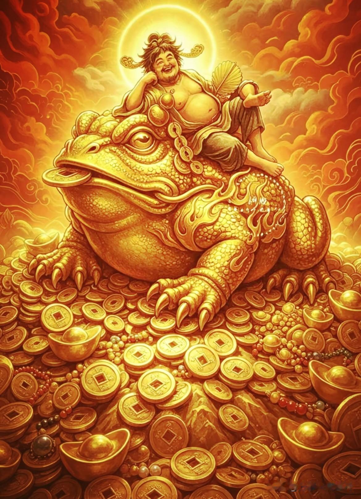 刘海戏金蟾，步步钓金钱。
世人皆盼财源广进，可求财，求的更是一份内心安稳。
不必