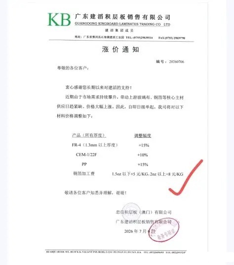 A股盘中覆铜板迎重大利好，涨价函又发出来了1建滔是全球覆铜板（PCB电路板核心基