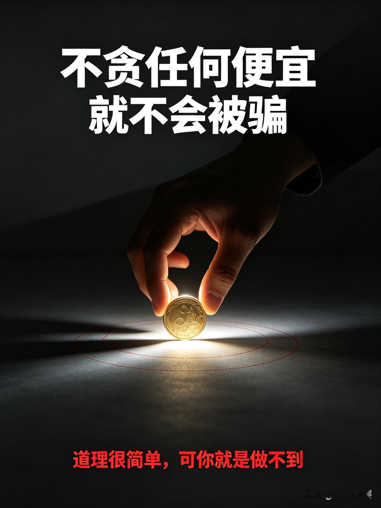 人只需要记住一句话，只要你不贪任何便宜，就不会被骗，道理就这么简单，可你却做不到