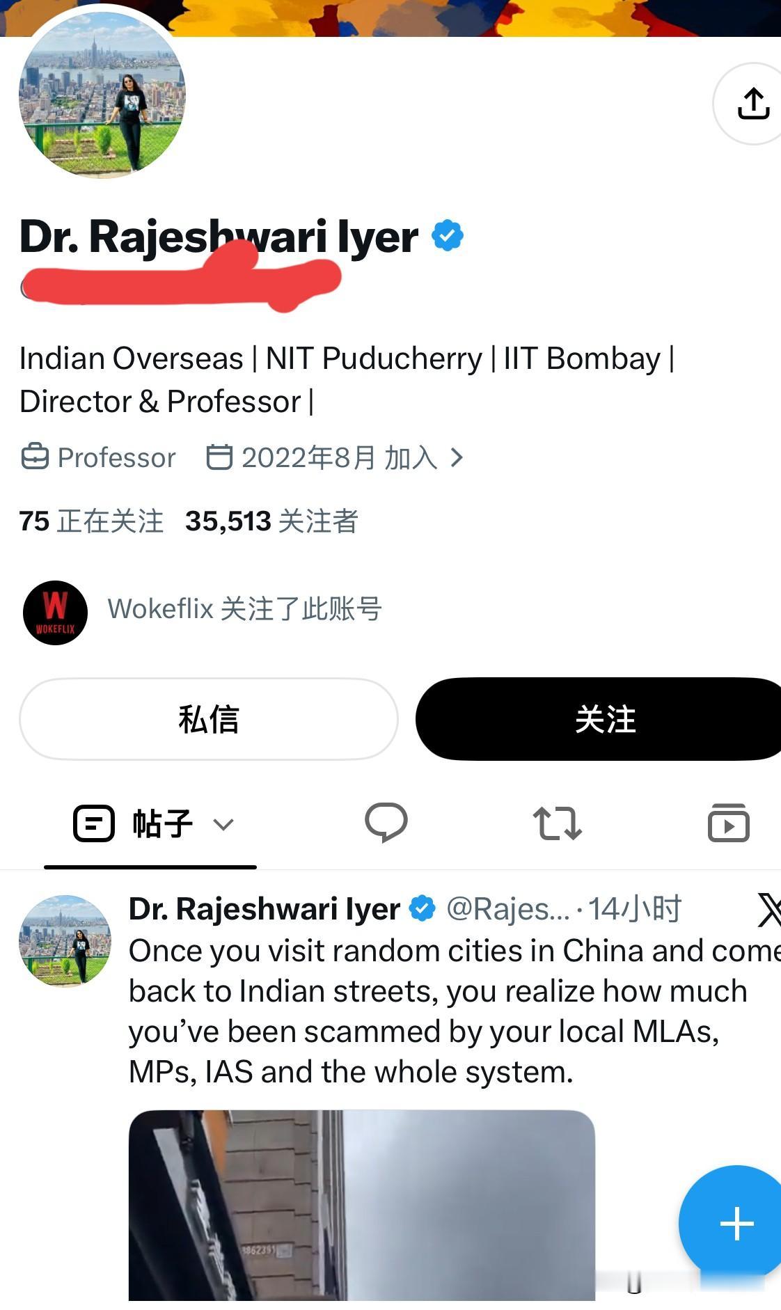 一位名叫莱尔的印度教授在社交平台上写道：“一旦你在中国随意游览了一些城市，然后回
