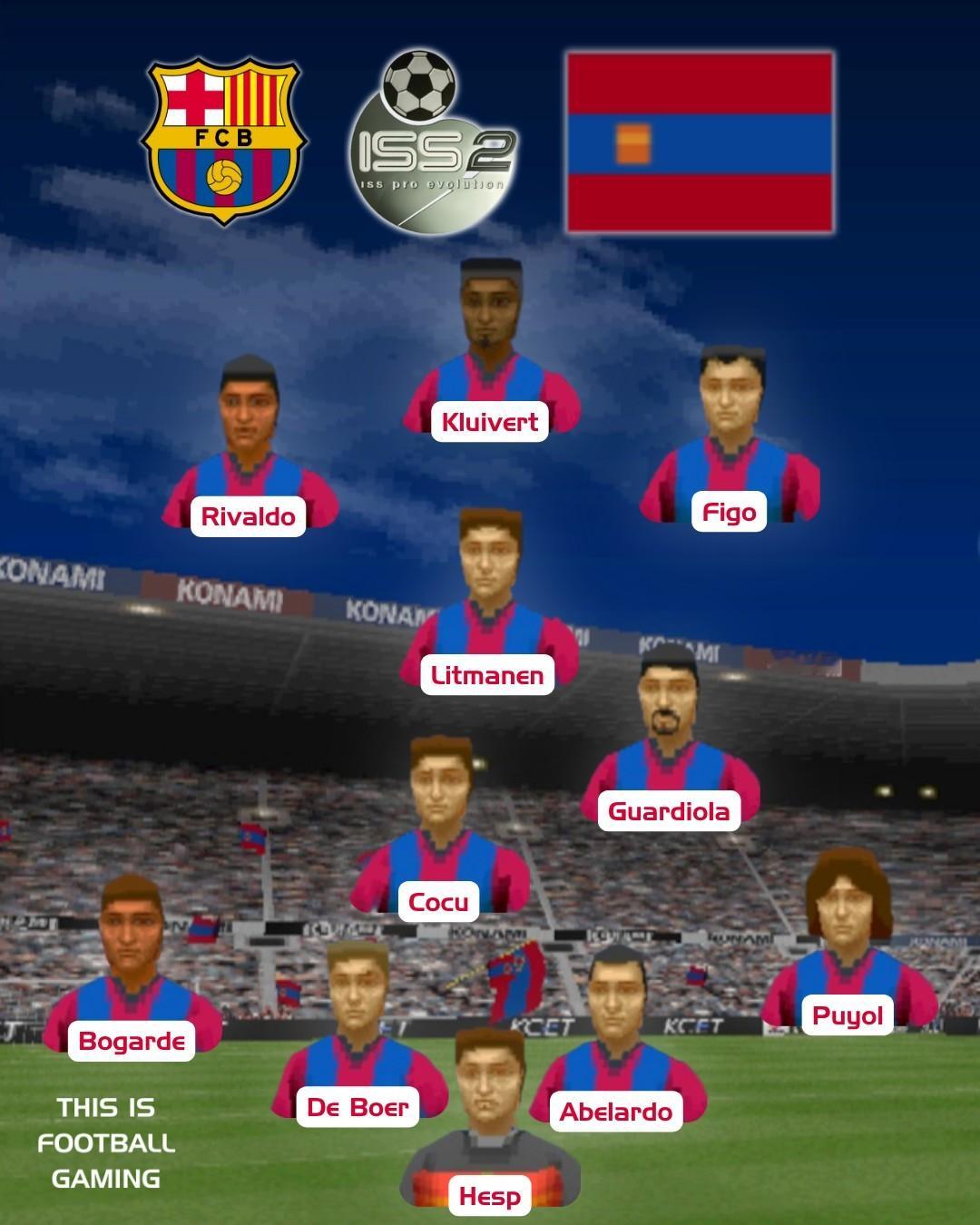 这阵容怎么样，当年的FIFA最有意思的是所有球员几乎都是留一种类似锅盖儿的发型…