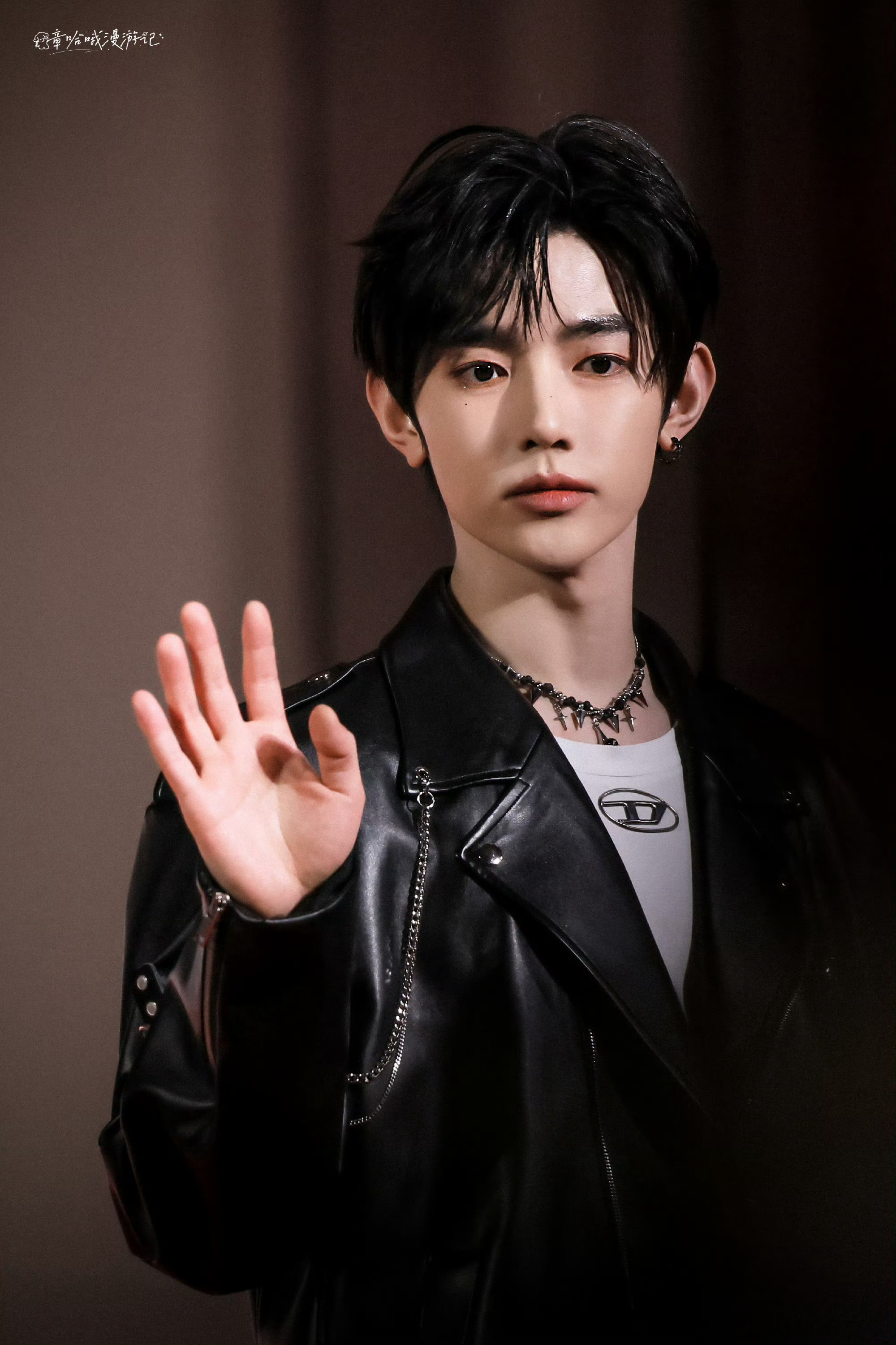 章昊SBS红毯 章昊SBS红毯黑色皮衣look+铆钉项链冷都男酷劲十足！帅气满分