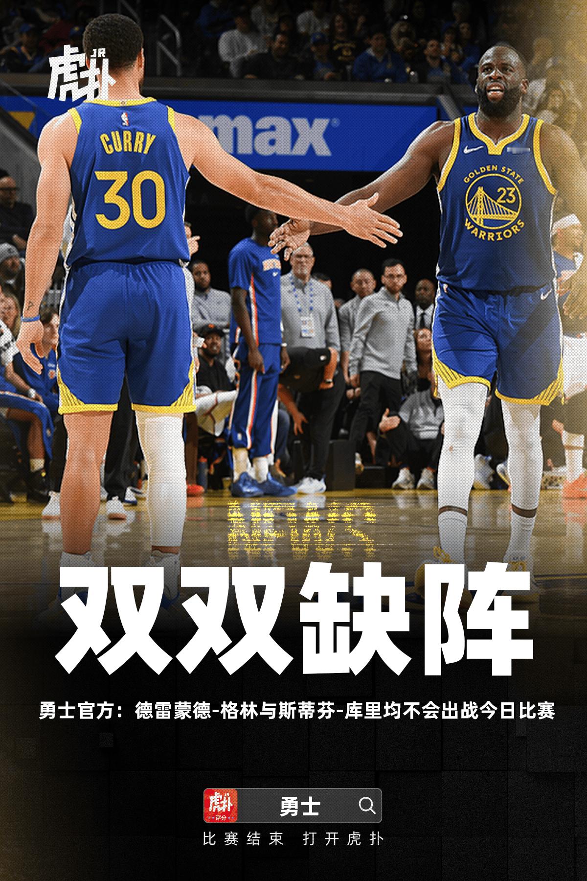勇士背靠背战森林狼 库里&追梦不打！勇士7名大将缺席比赛今日，勇士官方更新了最新