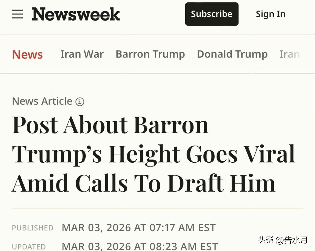 美国媒体问，川普为何不把他儿子放到伊朗战争前线？

我记得这次美国着急下场可能低