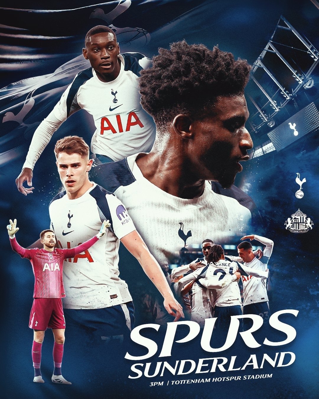 比赛日！🤍🆚桑德兰🏟️托特纳姆热刺球场🏆英超第二十轮⏰ 3:00 PM 