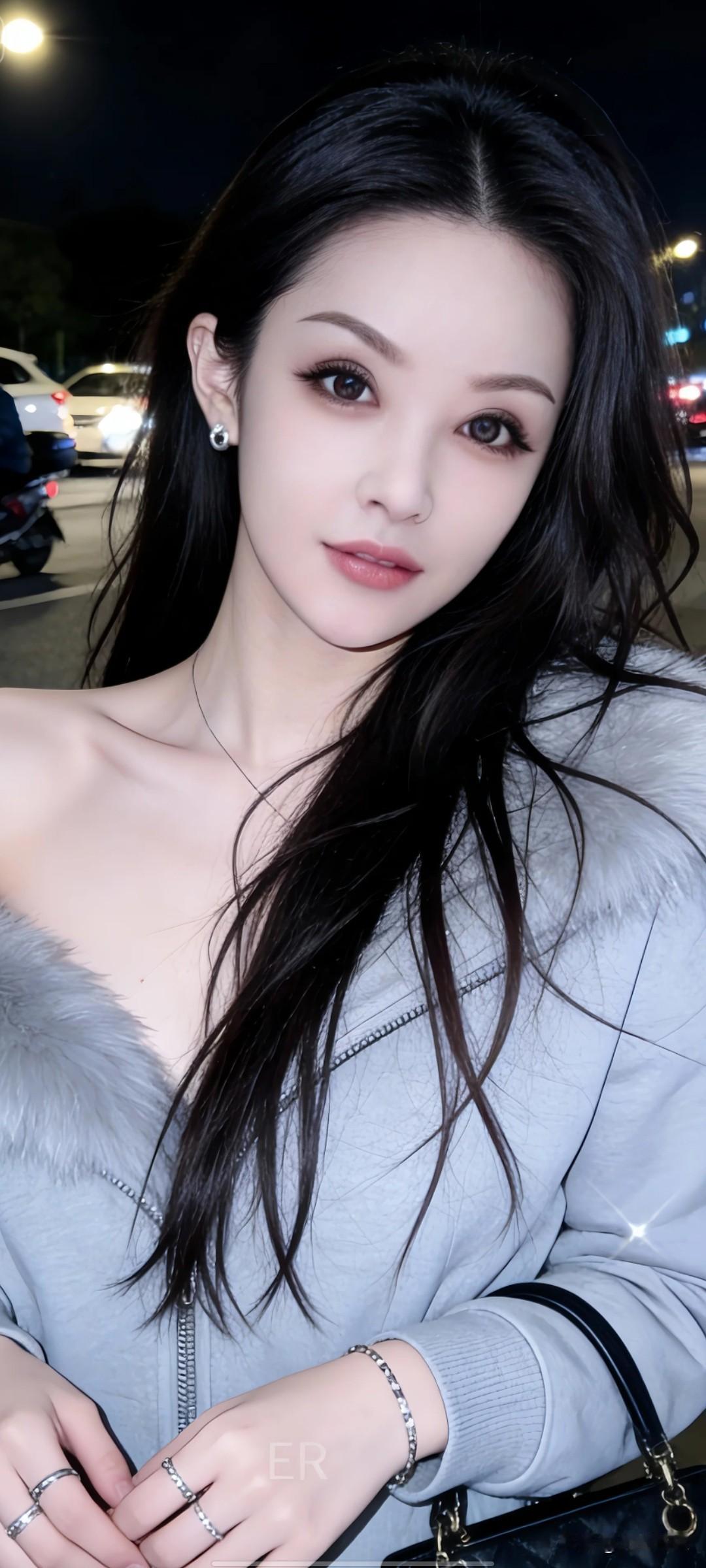 夜色笼罩，美人如画。