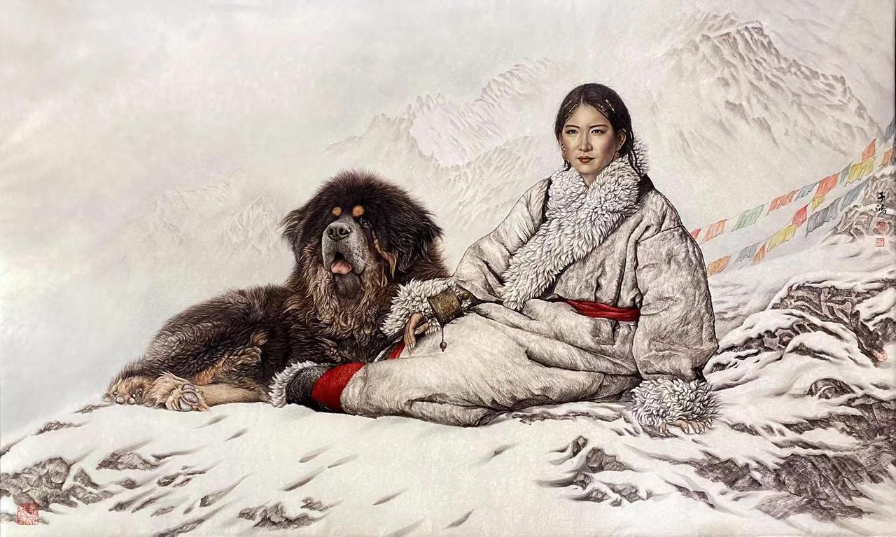 雪域阿佳。高原人物创作者中心 创作灵感 藏族人物画 高原人物画 草原人物画 尺寸