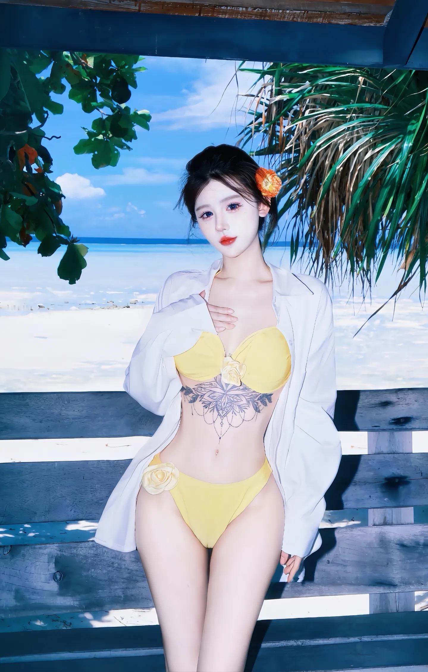 你问我爱你有多深，我只能说试一试才知道私房照人像写真高颜值比基尼度假穿搭  ​​