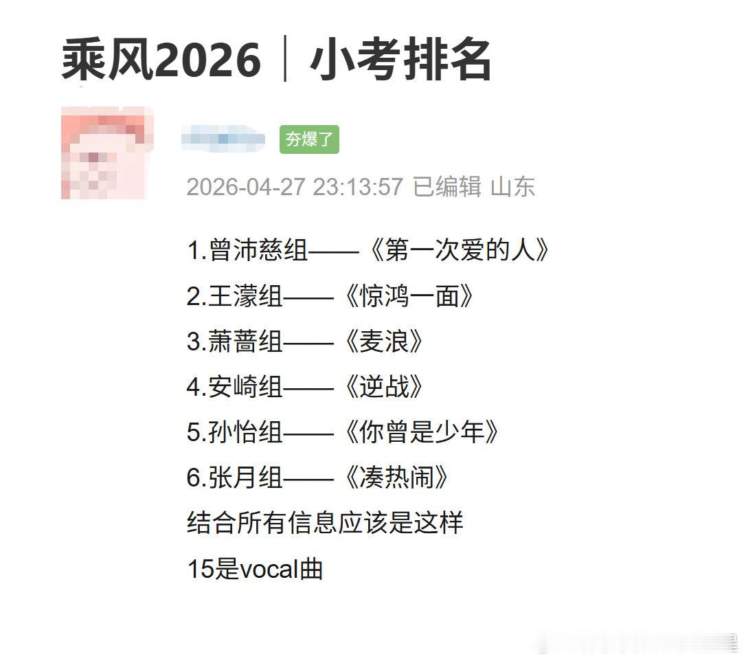 网传浪姐三公小考排名 曾沛慈团浪姐三公小考第一网传浪姐三公小考排名：1.曾沛慈团