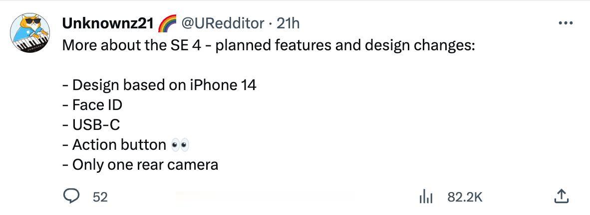 iPhone SE 4的爆料来了，据说设计基于iPhone 14，告别Home键