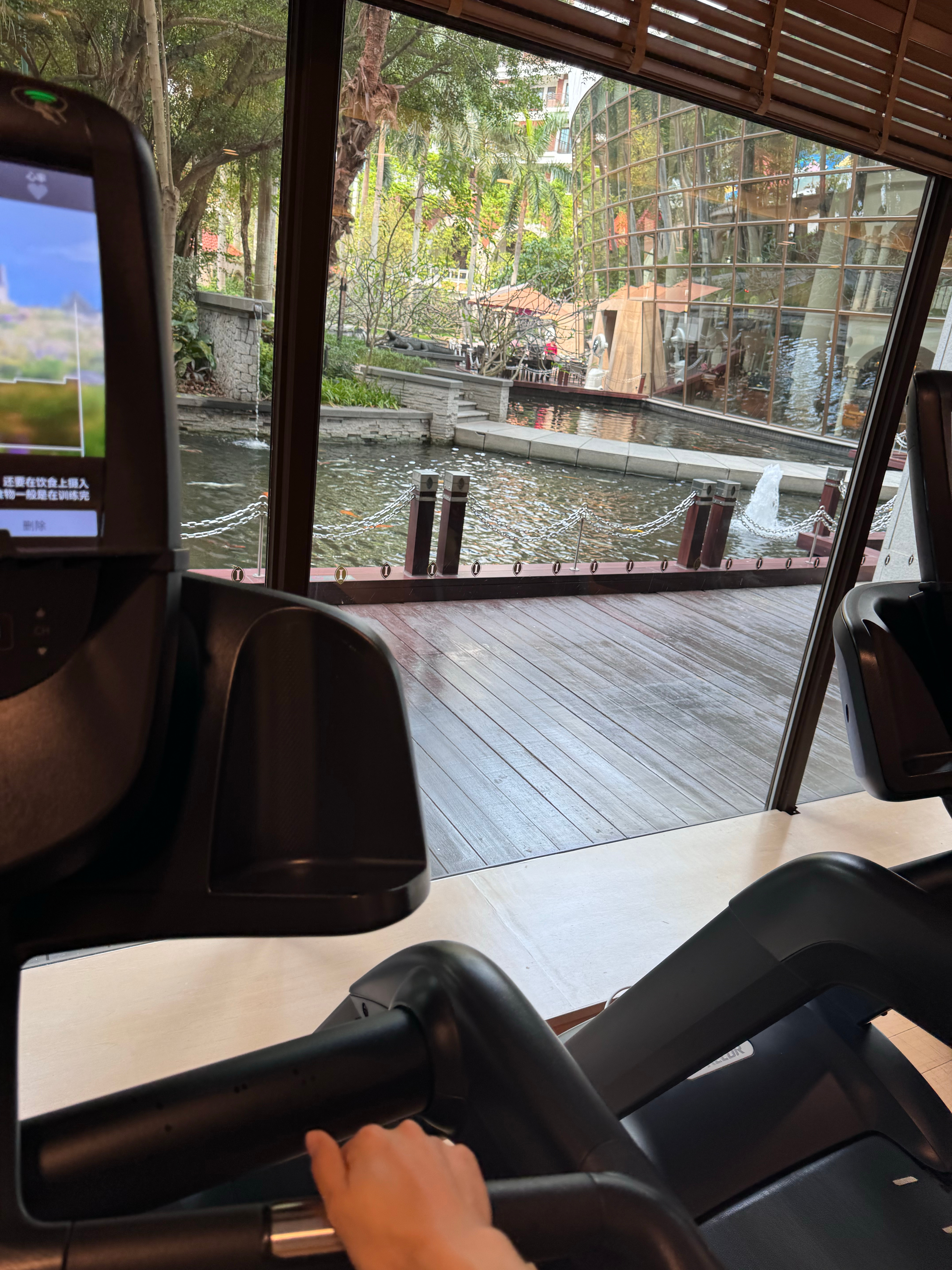 昨晚参加完小鹏GX预售发布会，今天起来健身！看到水里的锦鲤在发光（我觉得是就是）