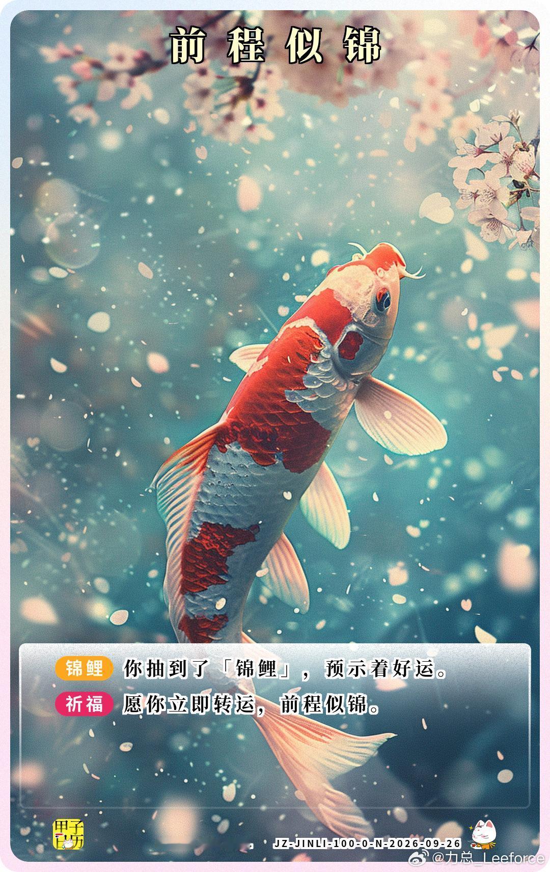 锦鲤 愿你立即转运，前程似锦。 ​​​