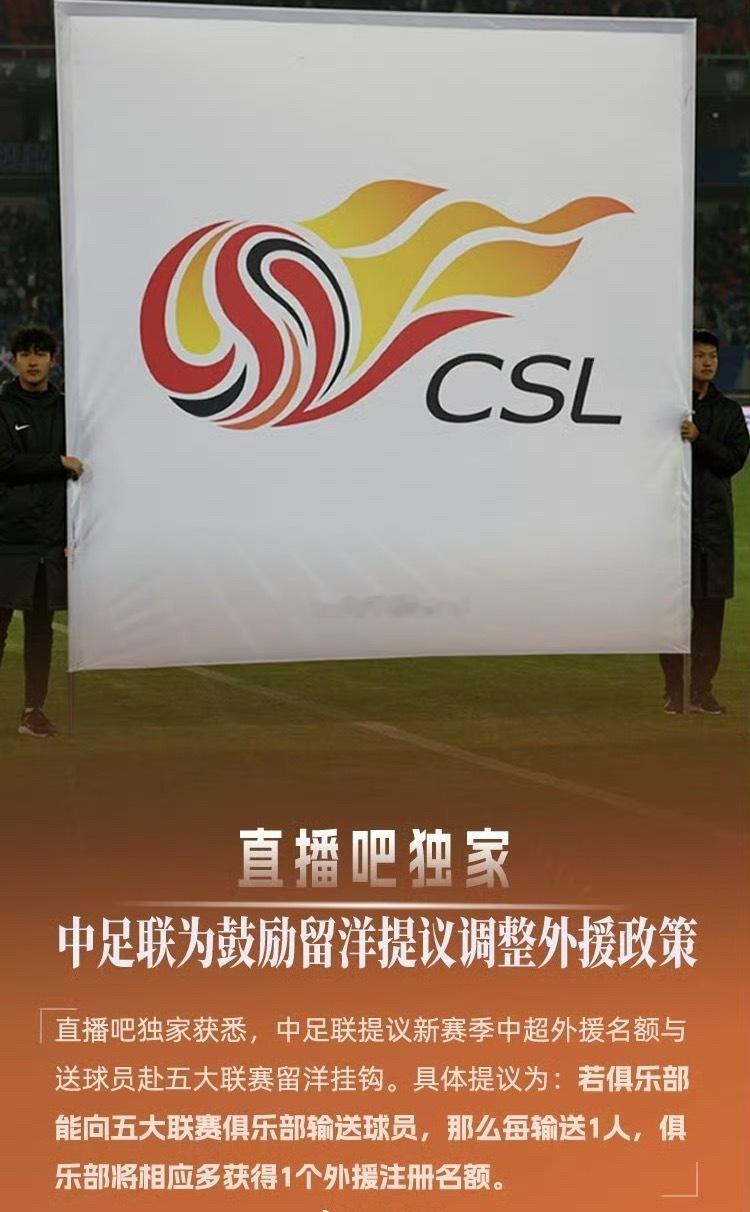 中超联赛[超话] 中超拟定政策为了鼓励俱乐部输送留洋球员，留一人，俱乐部将额外获