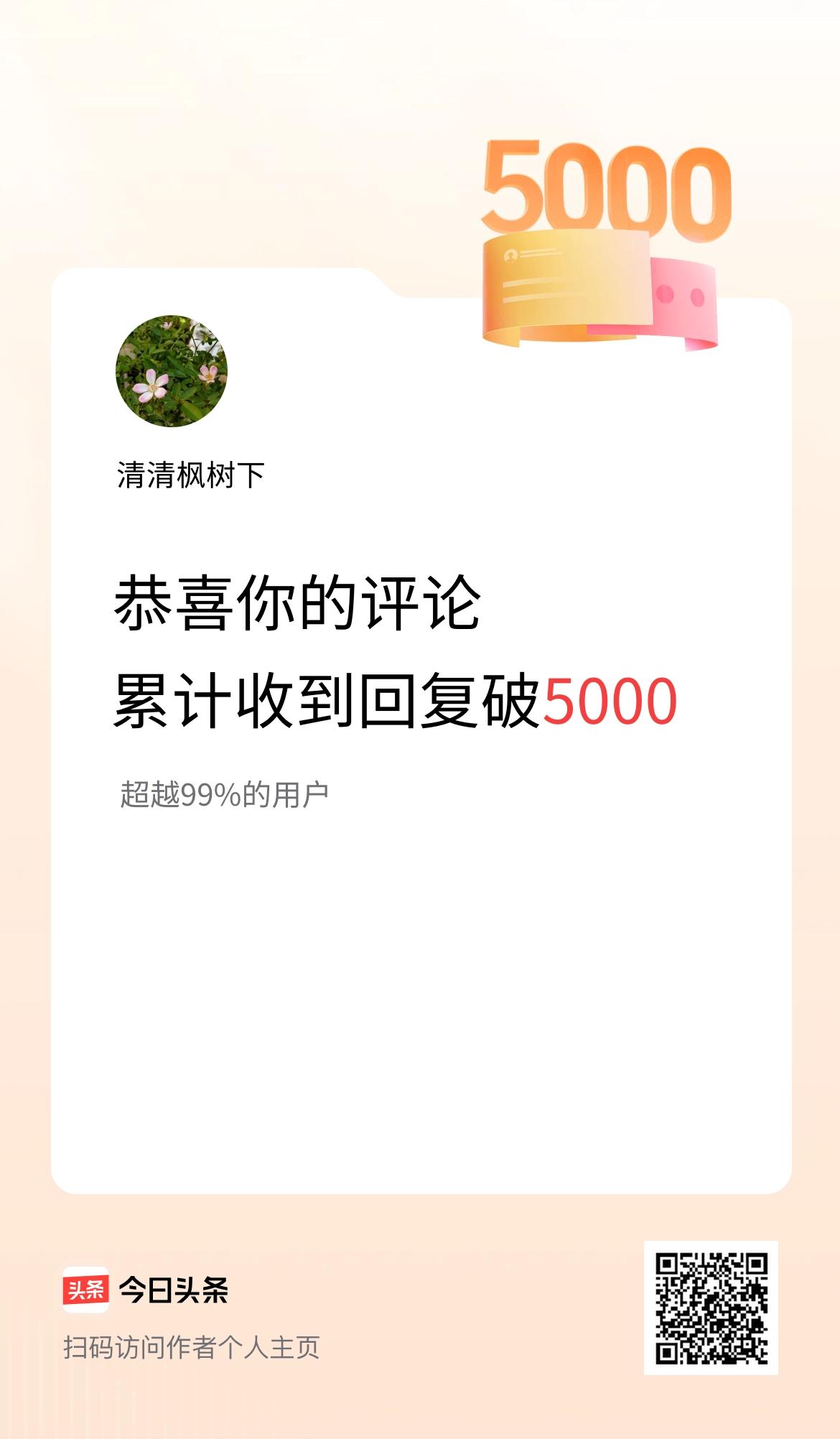 我在头条的评论累计被回复5000次啦！