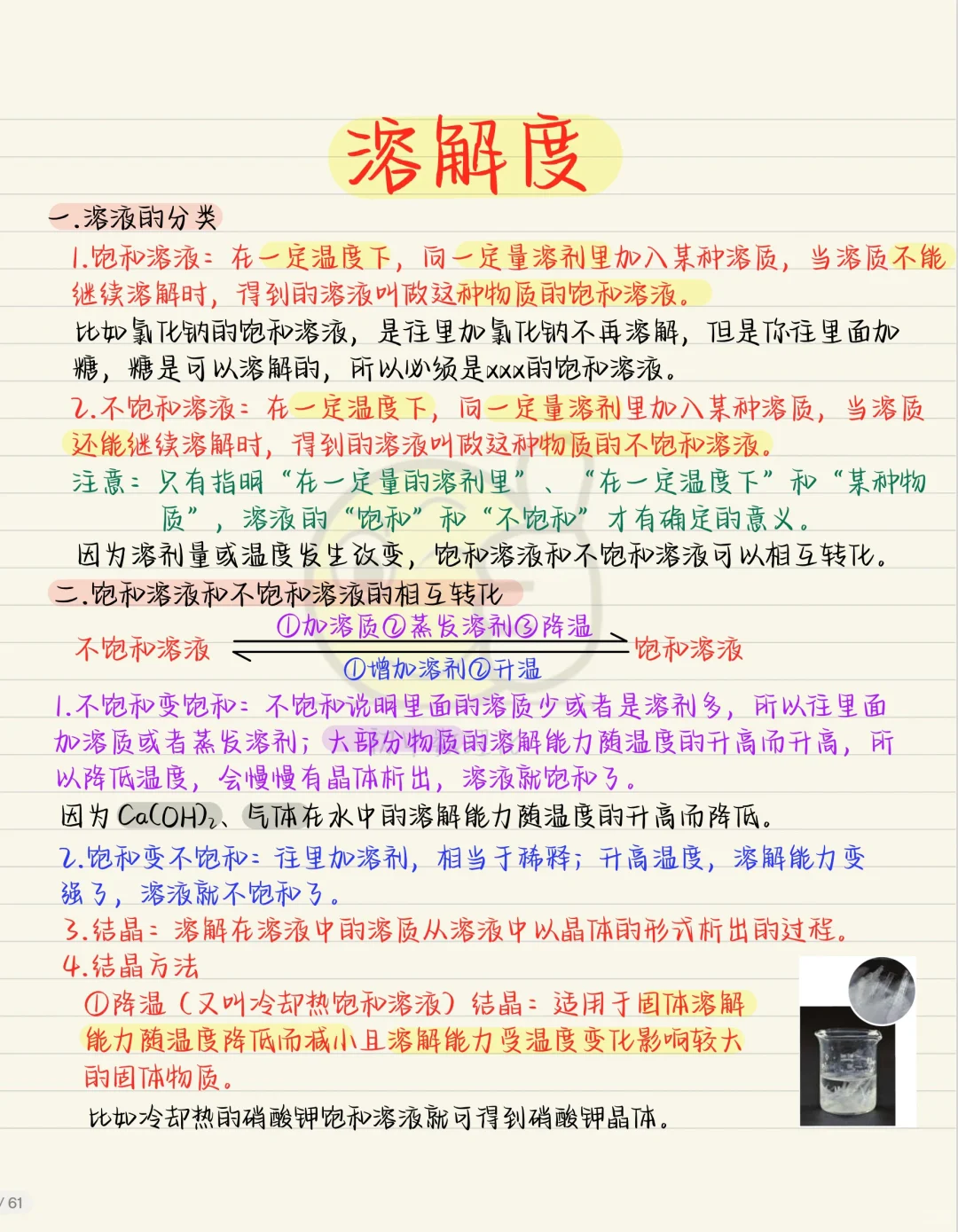 九下化学：溶解度
