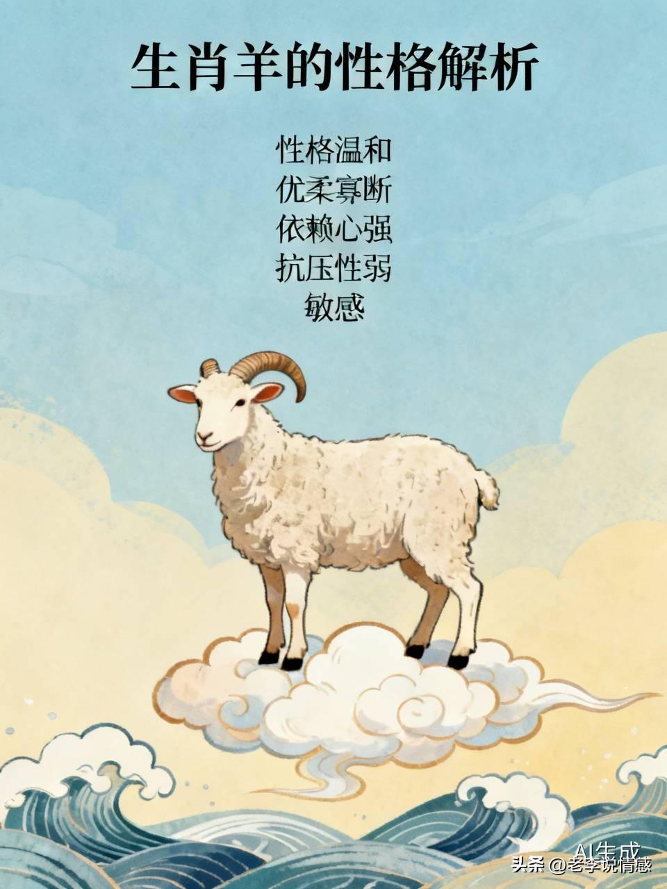 生肖羊的人性格温和善良、情感丰富、考虑周到，不过也有缺点，最大的就是性格软弱与依