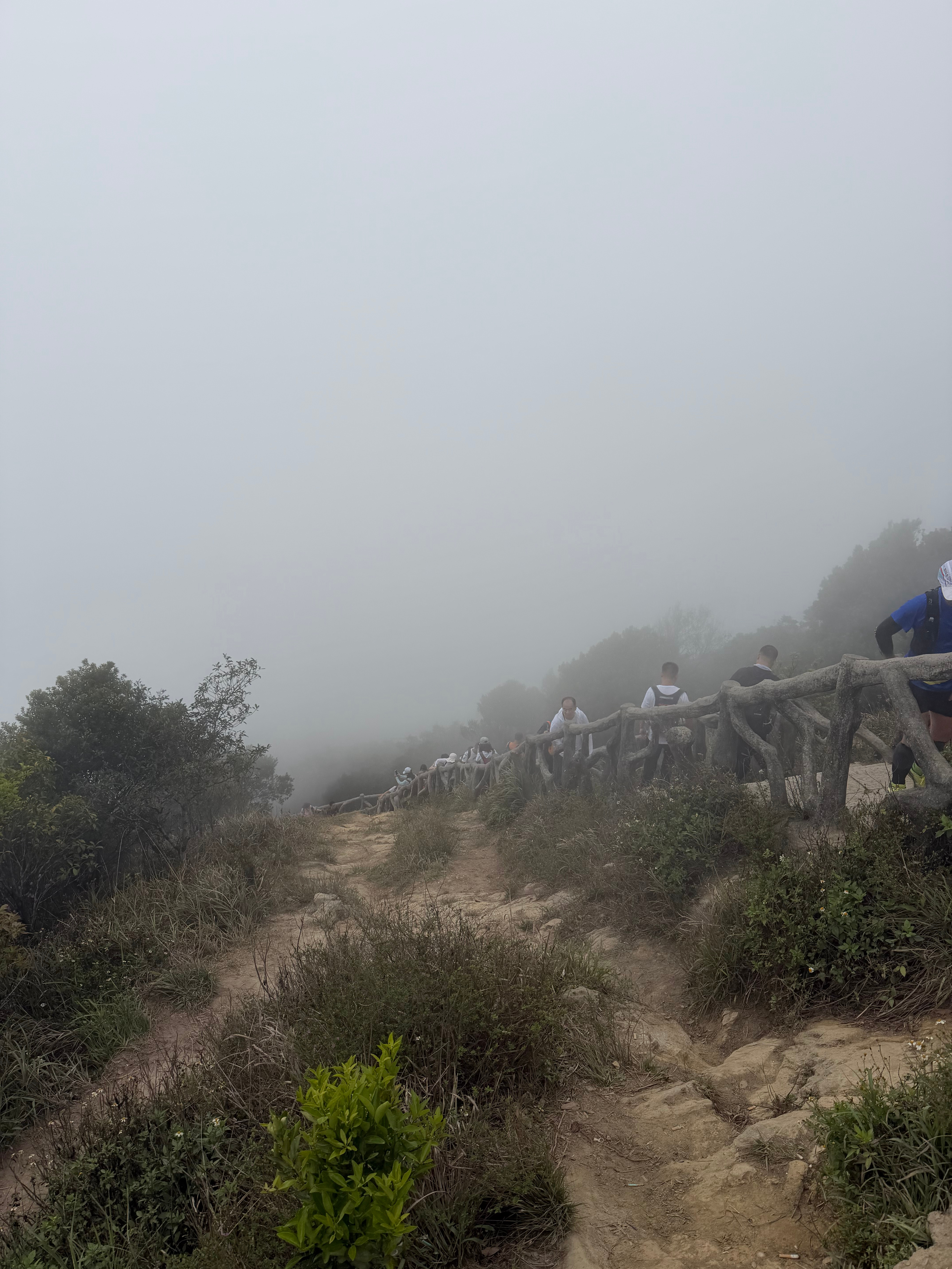 下山半山腰，云雾逐渐散去了，大太阳了，还有那么多人上山，今天据说有接近6万人爬梧
