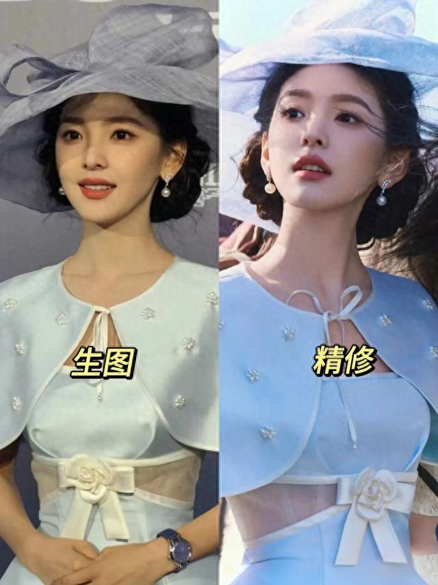 章若楠路人抓拍，生图和精修差很多？