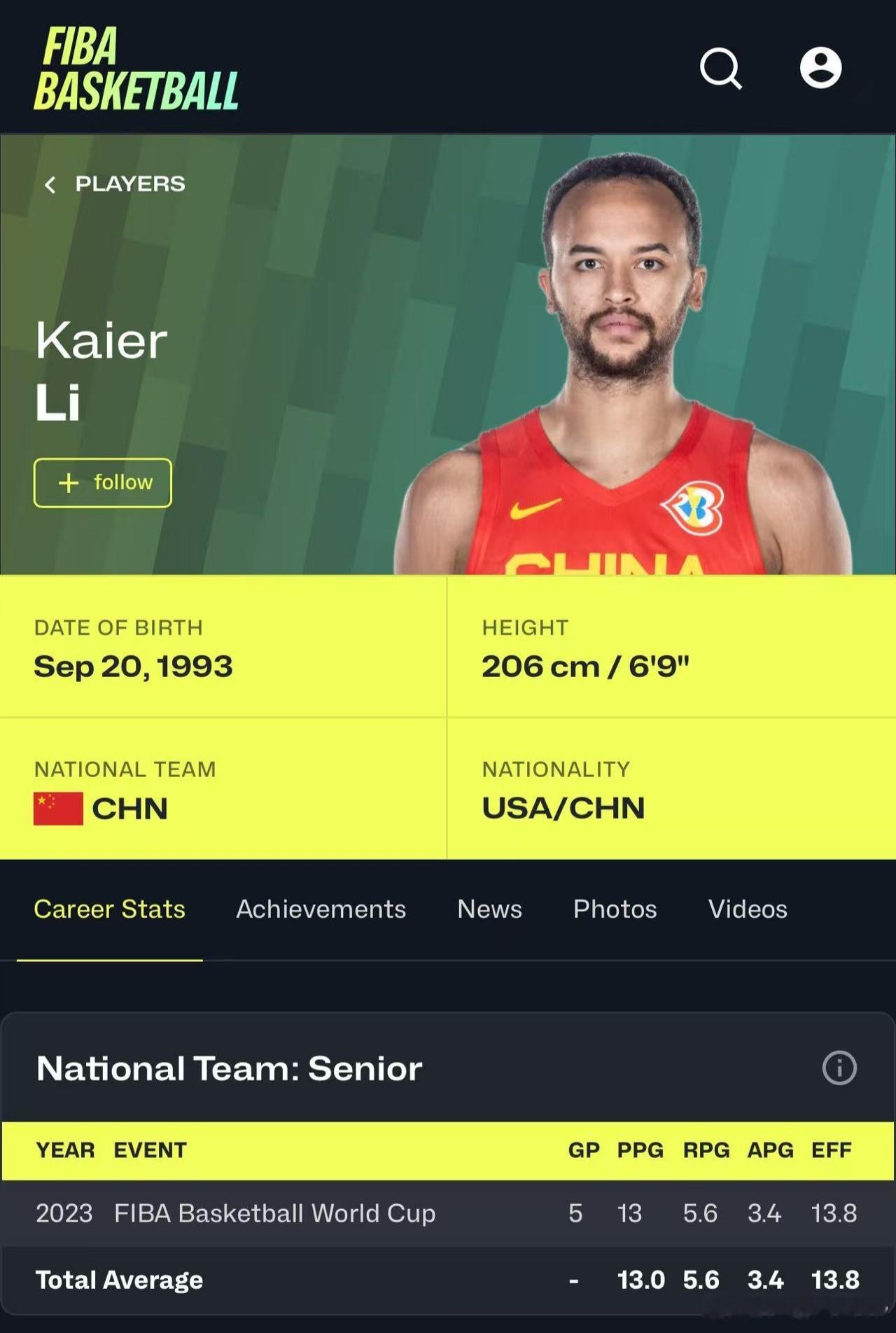 经求证，李凯尔的国籍信息还是以国际篮联官网为准，目前FIBA官网的信息显示李凯尔