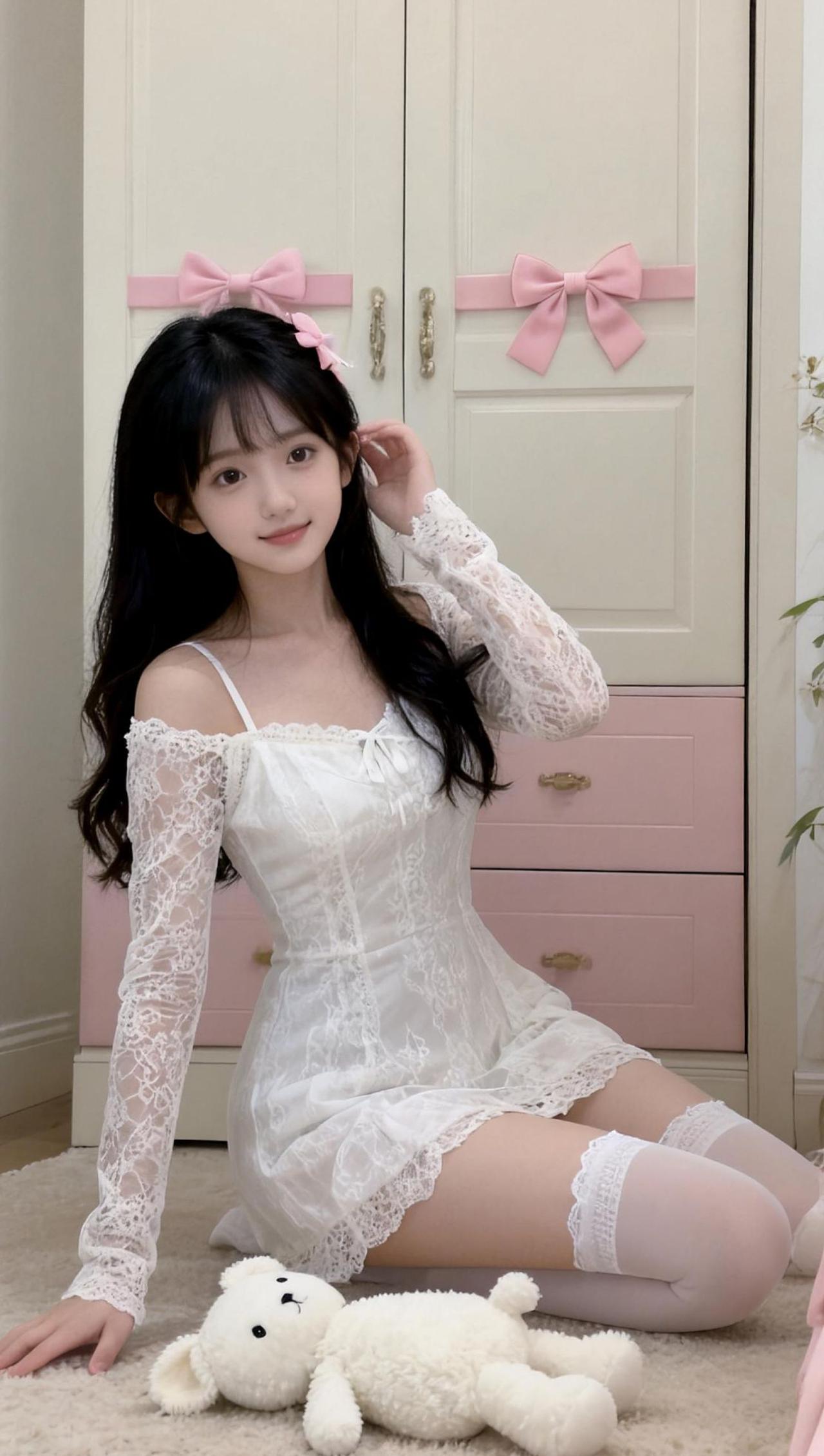 AI蕾丝甜美写真 抖音ai创作 听说这是男生都喜欢的动作 甜妹