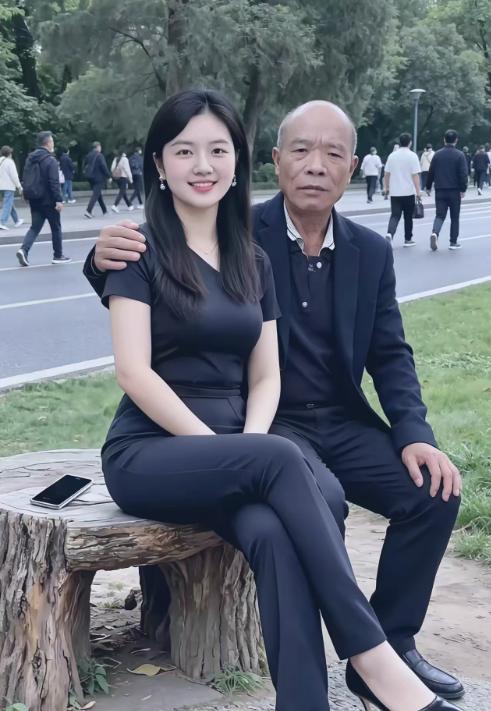 这可不是父女俩，是一对合法夫妻，有证的。年龄上，虽属于爷孙，但在现实生活中，看得