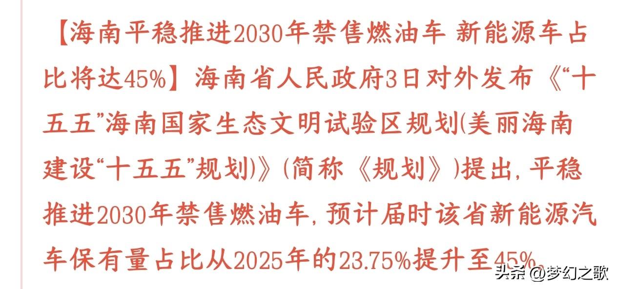 海南制定新能源车新目标，新能源车迎利好，海南本地车企将起飞
海南定下目标，稳步落