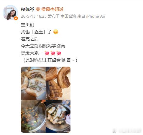 侯佩岑看完逐玉立刻学卤肉侯佩岑也染上逐玉了 侯佩岑也看了逐玉侯佩岑你完了！你染上