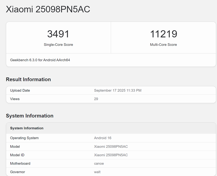 小米17手机的GeekBench 6跑分，单核分数超过3400分，最高可以达到3