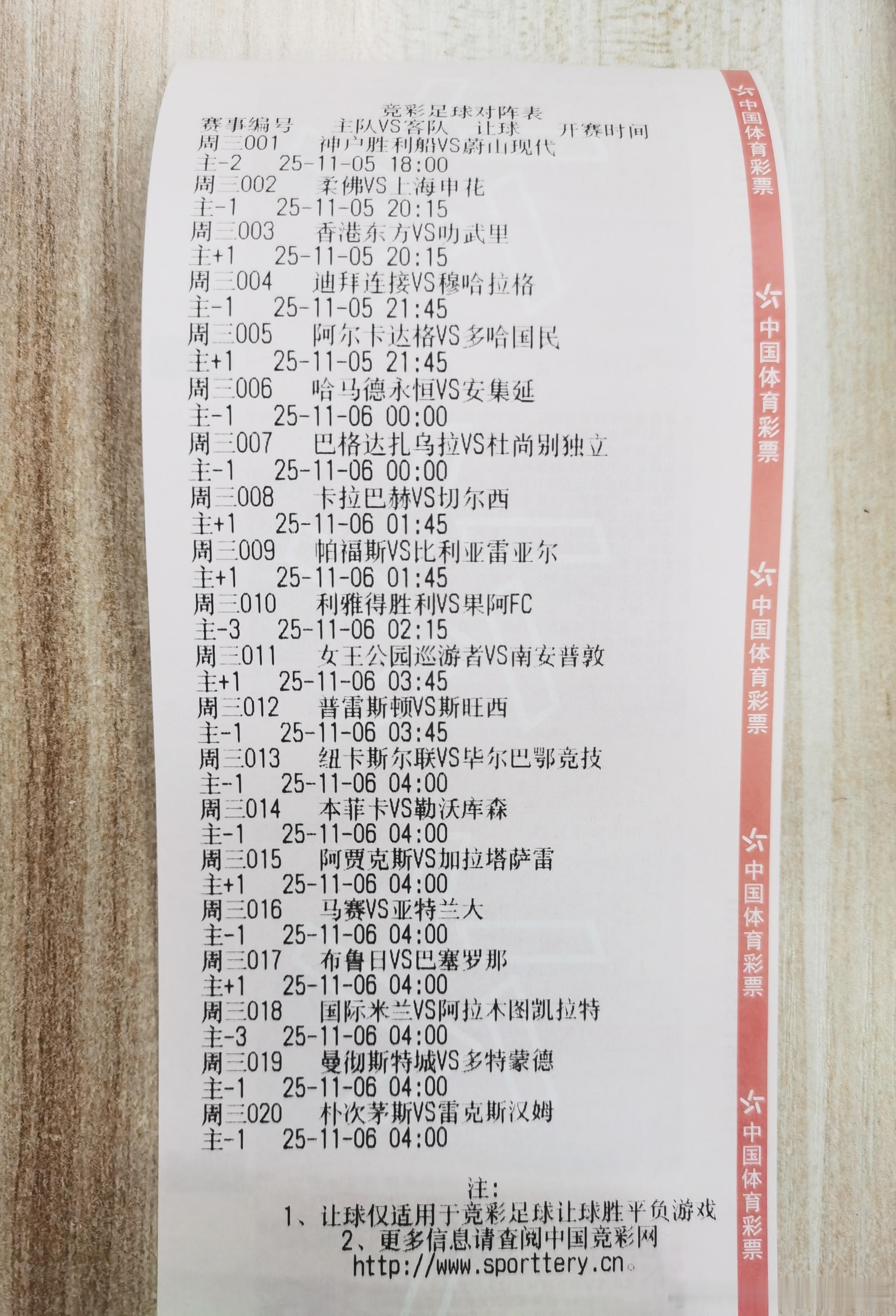 今日竞足赛程表！ ​​​