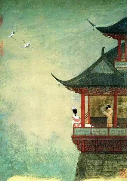 《同乐天登栖灵寺塔》刘禹锡

步步相携不觉难，九层云外倚阑干。
忽然笑语半天上，