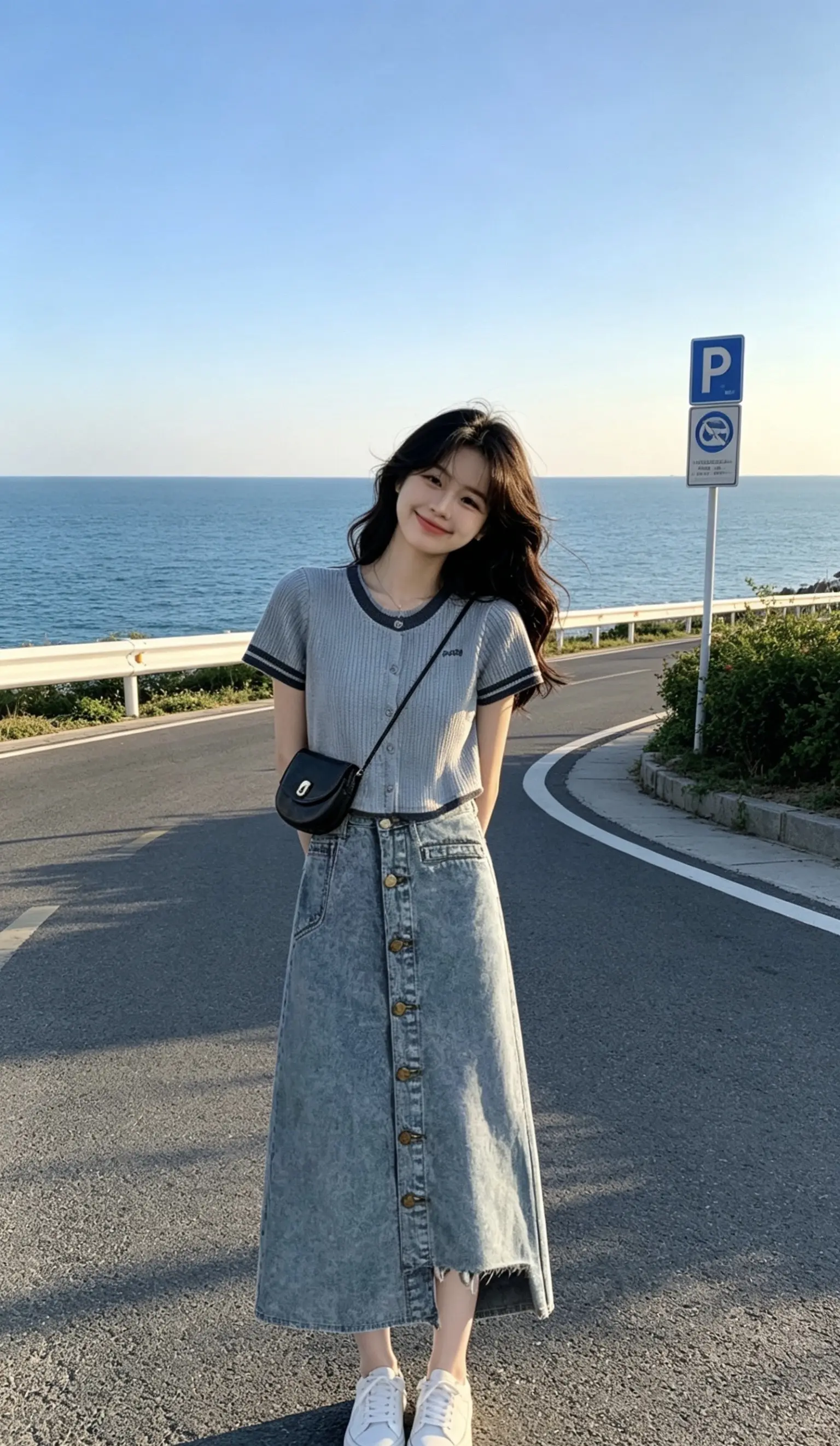 女人要可盐可甜，保持一颗向上生长爱美的心。牛仔裙，很减龄