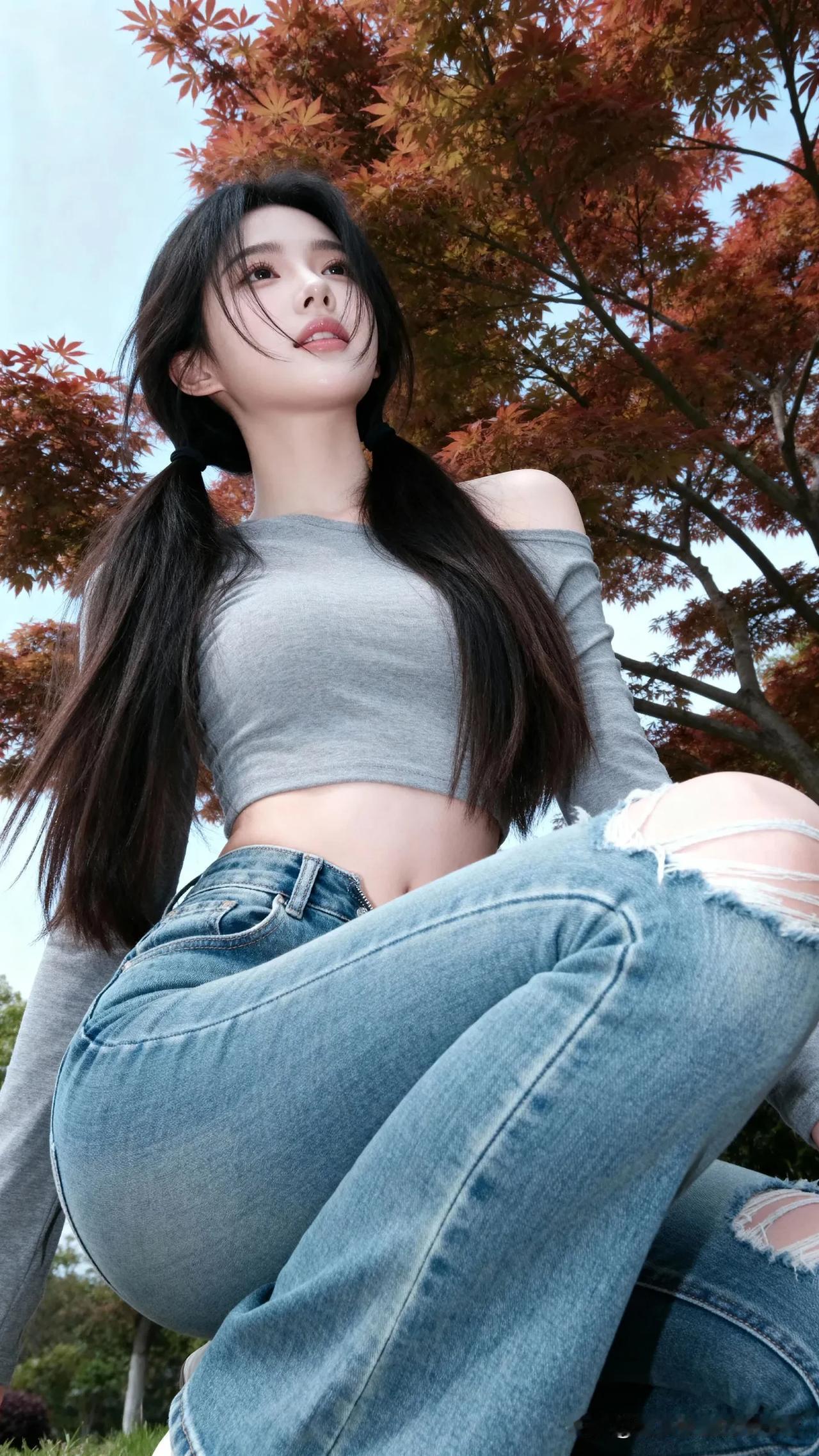 秋日暖阳下的少女，微笑中透着甜美与活力