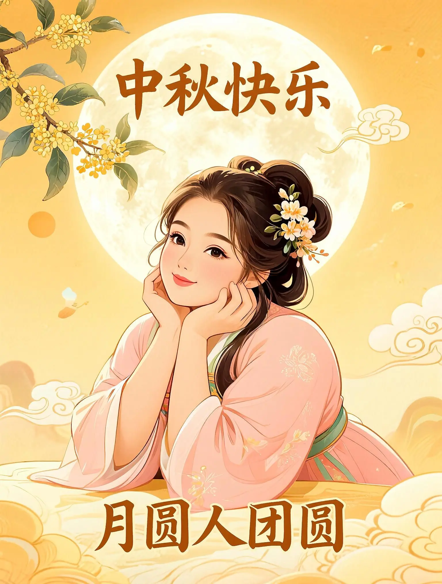 AI中秋祝福写真组 ai创作全新升级 好中秋的中华风玉兔妆造 国风之美...