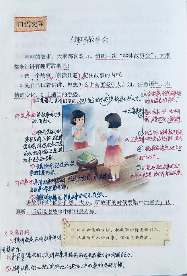 三下语文：园地八口语交际+课堂笔记
