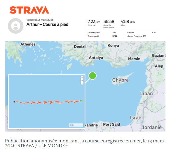 【法国军官跑步打卡暴露航母位置】一名法国海军军官因在健身应用 Strava 上分