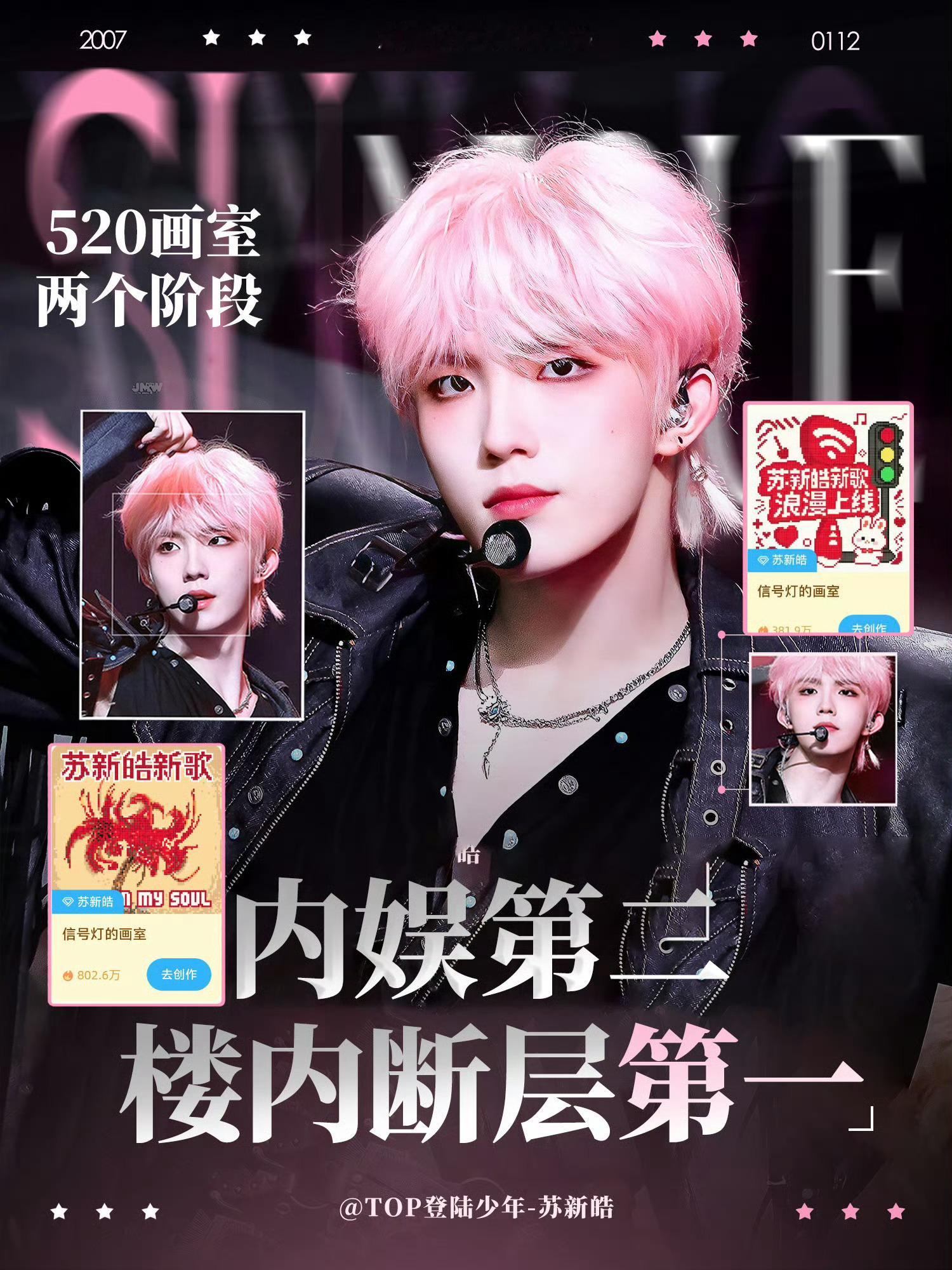 【苏新皓】苏新皓520画室强势拿下【内娱榜单第二】，稳居【楼内断层第一】☝️❤️